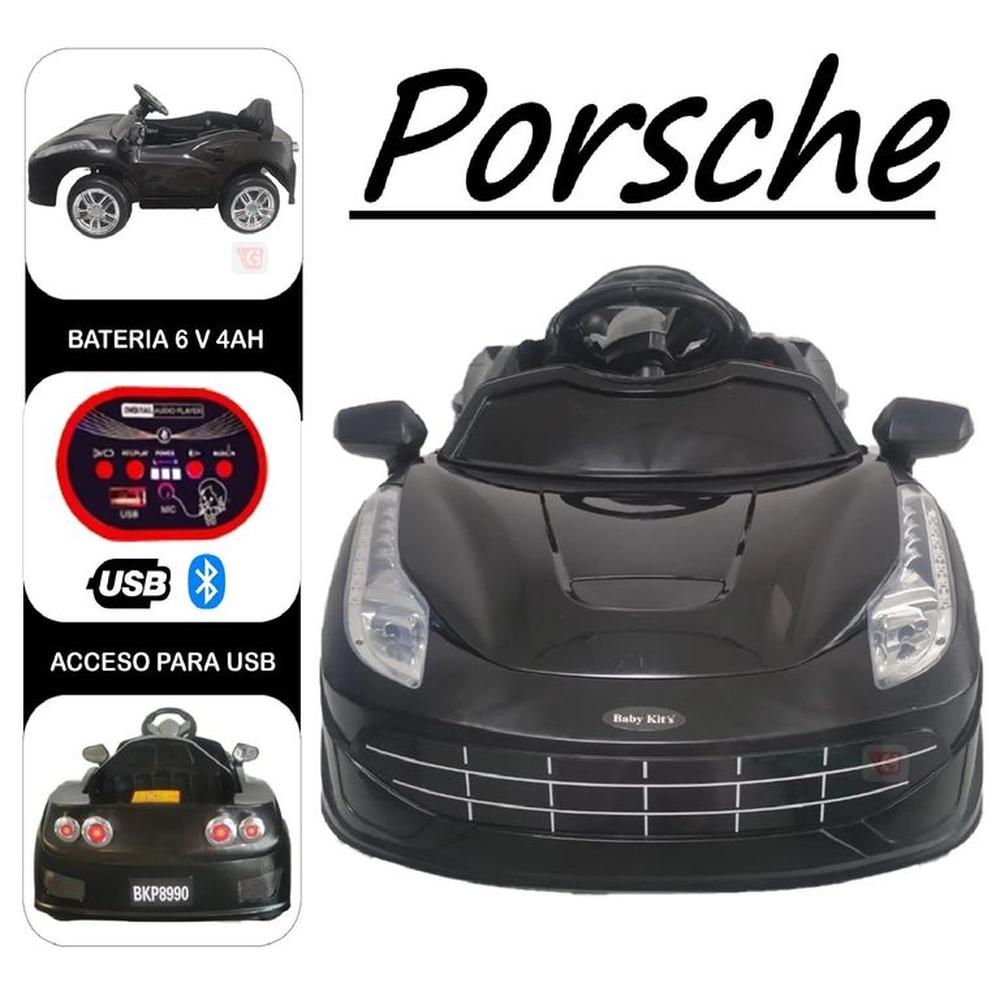 Carrito Batería USB Bluetooth Control Remoto PORSCHE -Negro