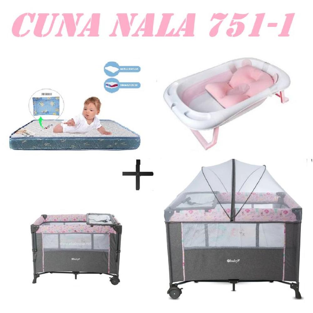 Cuna Colecho Nala Tina Rosa Colchon Rosa -Azul