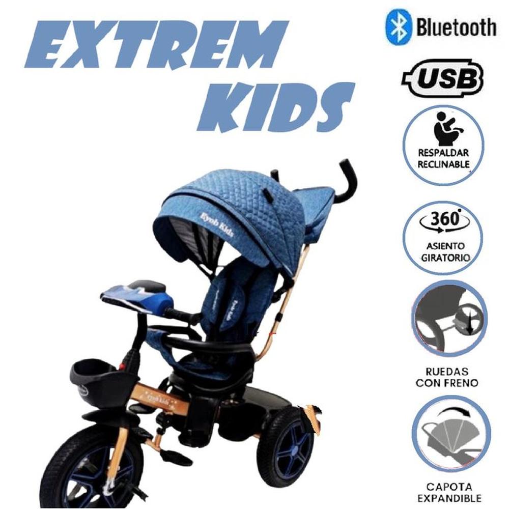 Triciclo Asiento Giratorio USB Bluetooth Extrem Kids-Azul
