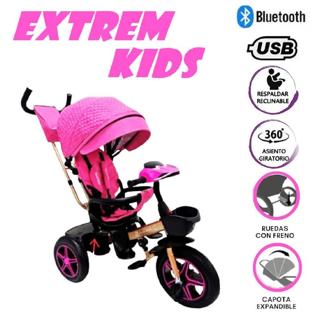 Triciclo Asiento Giratorio USB Bluetooth Extrem Kids-Rosa