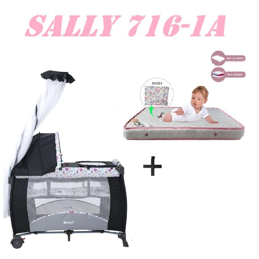 Cuna Corral Sally 716-1A Colchon Rosa-Rosa