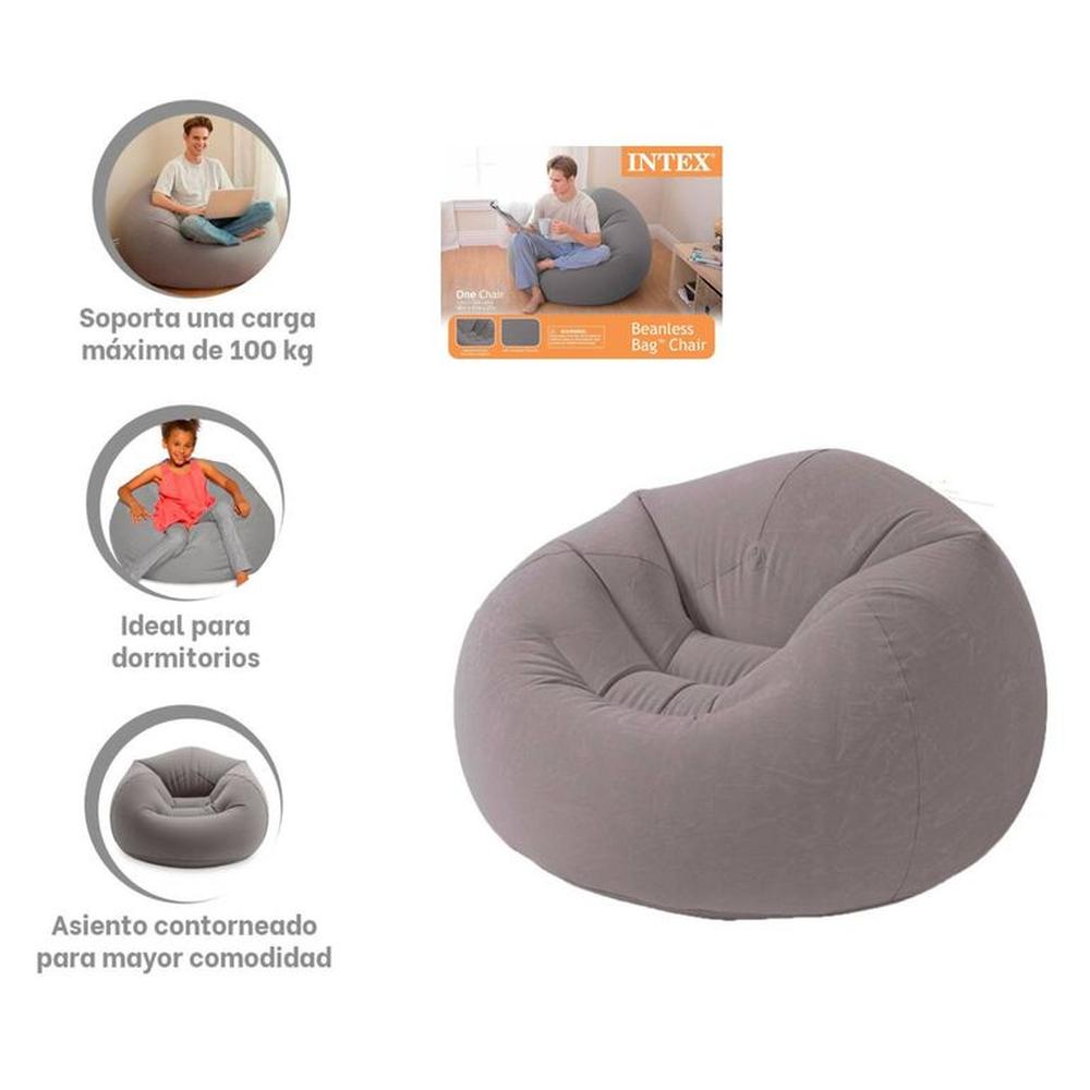 Sillon sofa puff inflable para Dormitorio 107x104x69 Gris