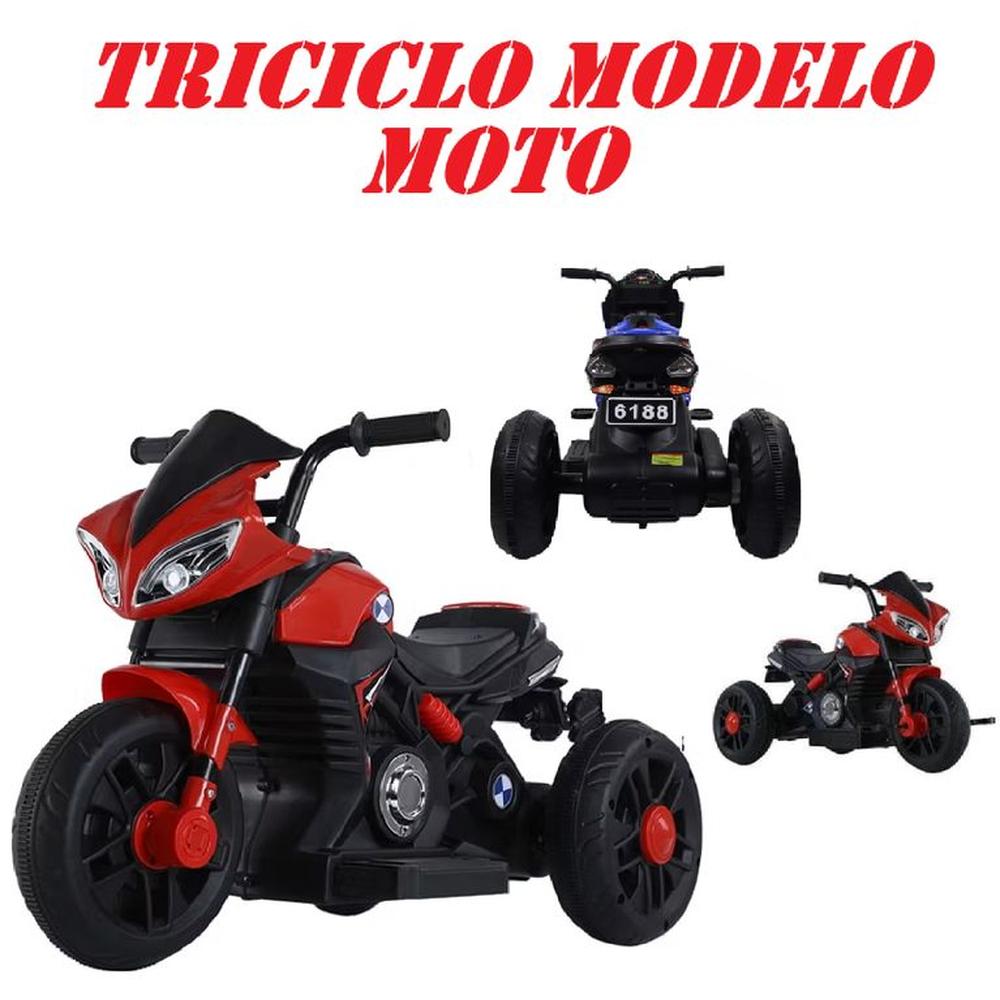 Nuevo Triciclo Modelo Moto Musical y Luces - Rojo