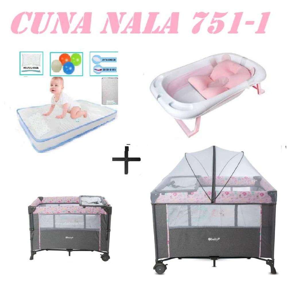 Cuna Colecho Nala Tina Rosa Colchon Rosa -Celeste