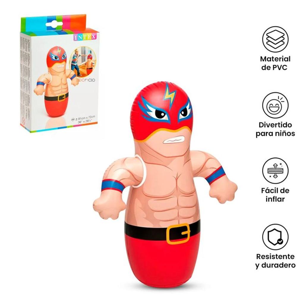 Porfiado Muñeco Boxeador R inflable Intex  91x51