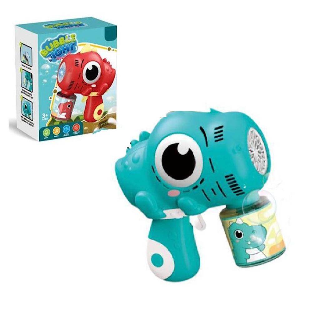 Nueva Pistola De Burbujas Recargable Dinosaurio -Azul