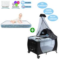 Cuna Corral Mecedora Celeste 716 + Colchón CL