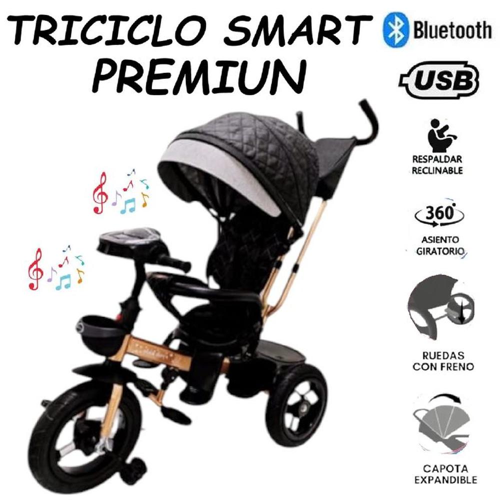 Triciclo Asiento Giratorio Bluetooth Smart Premiun -Negro