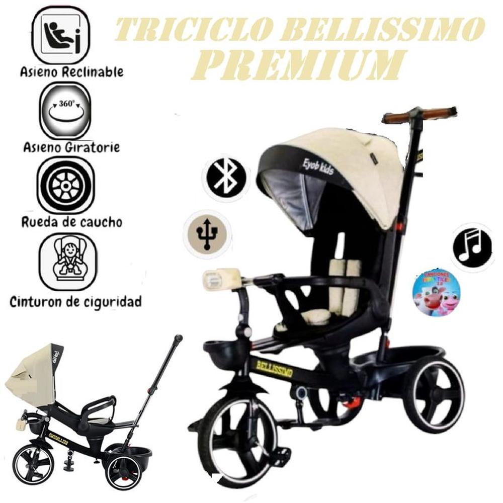 Triciclo Miusical USB Bluetooth Bellissimo Premium -Beige