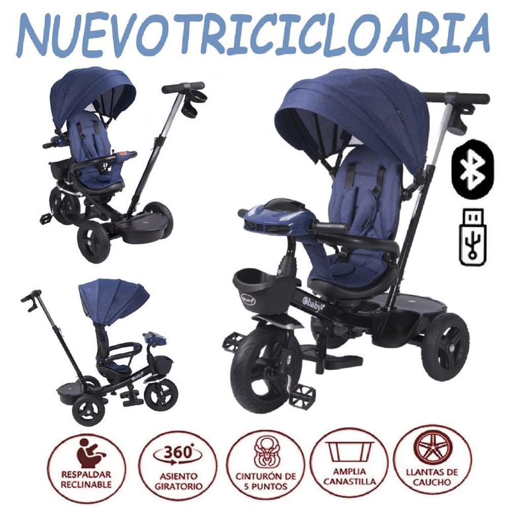 Nuevo Triciclo Giratorio Ebaby reclinable Aria -Azul