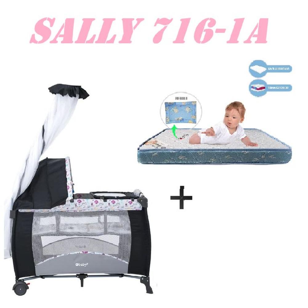 Cuna Corral Sally 716-1A Colchon Rosa-Azul