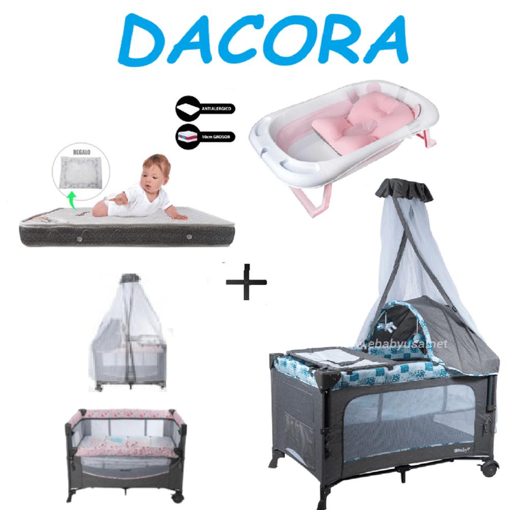 Cuna Corral Dacora-Colchon P-Bañera R-Azul