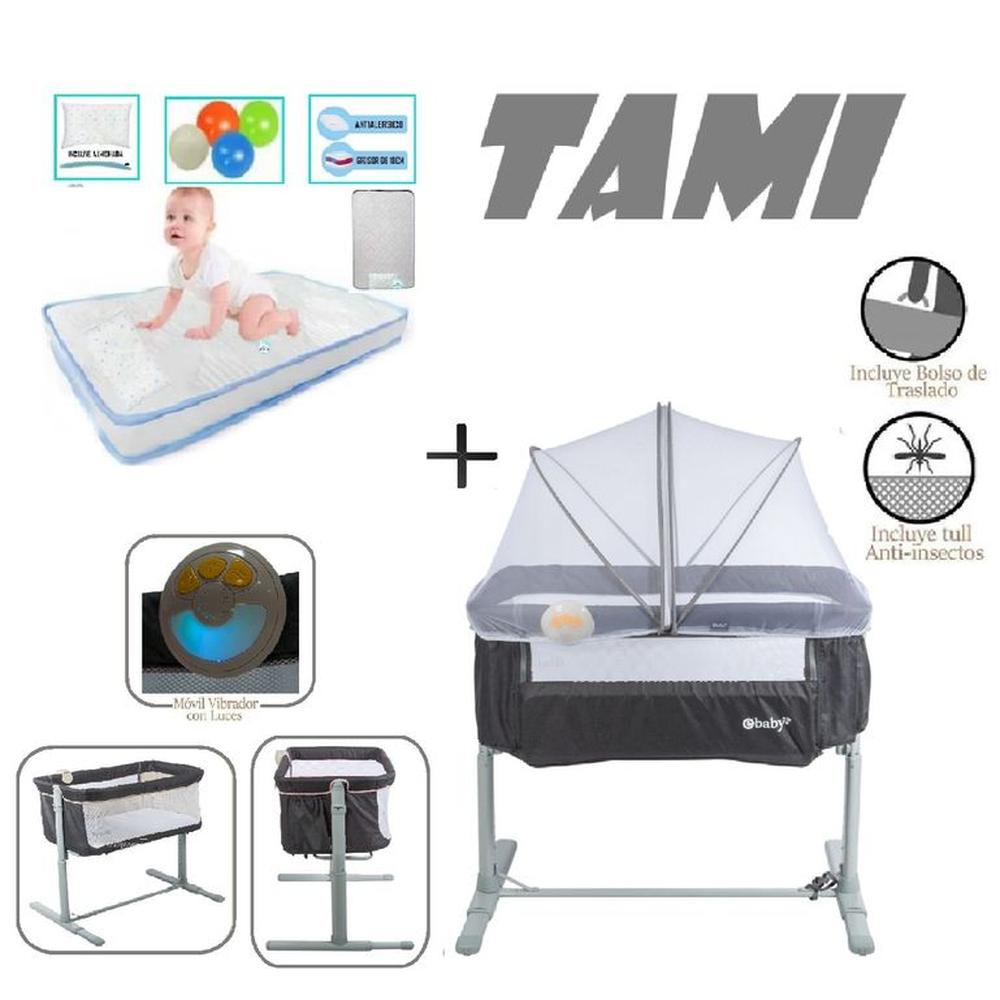 Ebaby Cuna Colecho Tami EB756-Colchon C-Plomo