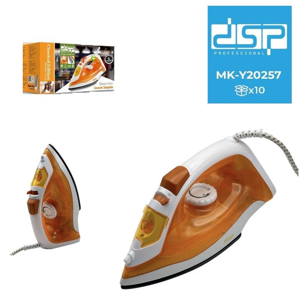 Plancha a Vapor Base Ceramica DSP 1400W -Naranja
