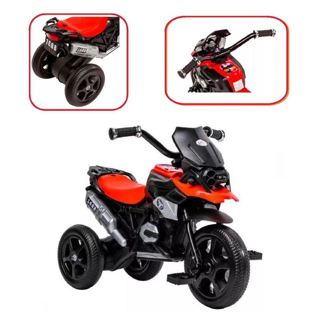 Triciclo Con Diseño De Moto Y Luz Frontal con kit de proteccion -Rosa