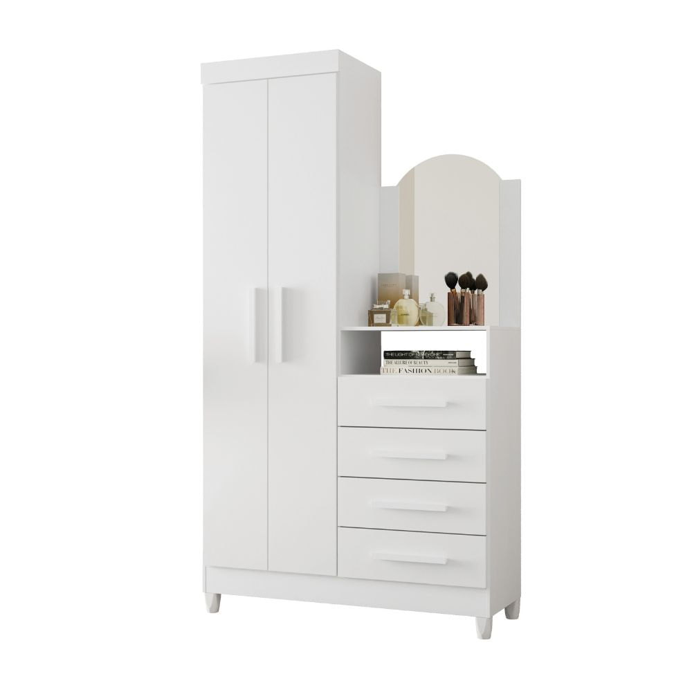 Ropero Praga 2 Puertas + Comoda Tocador Blanco Albatroz