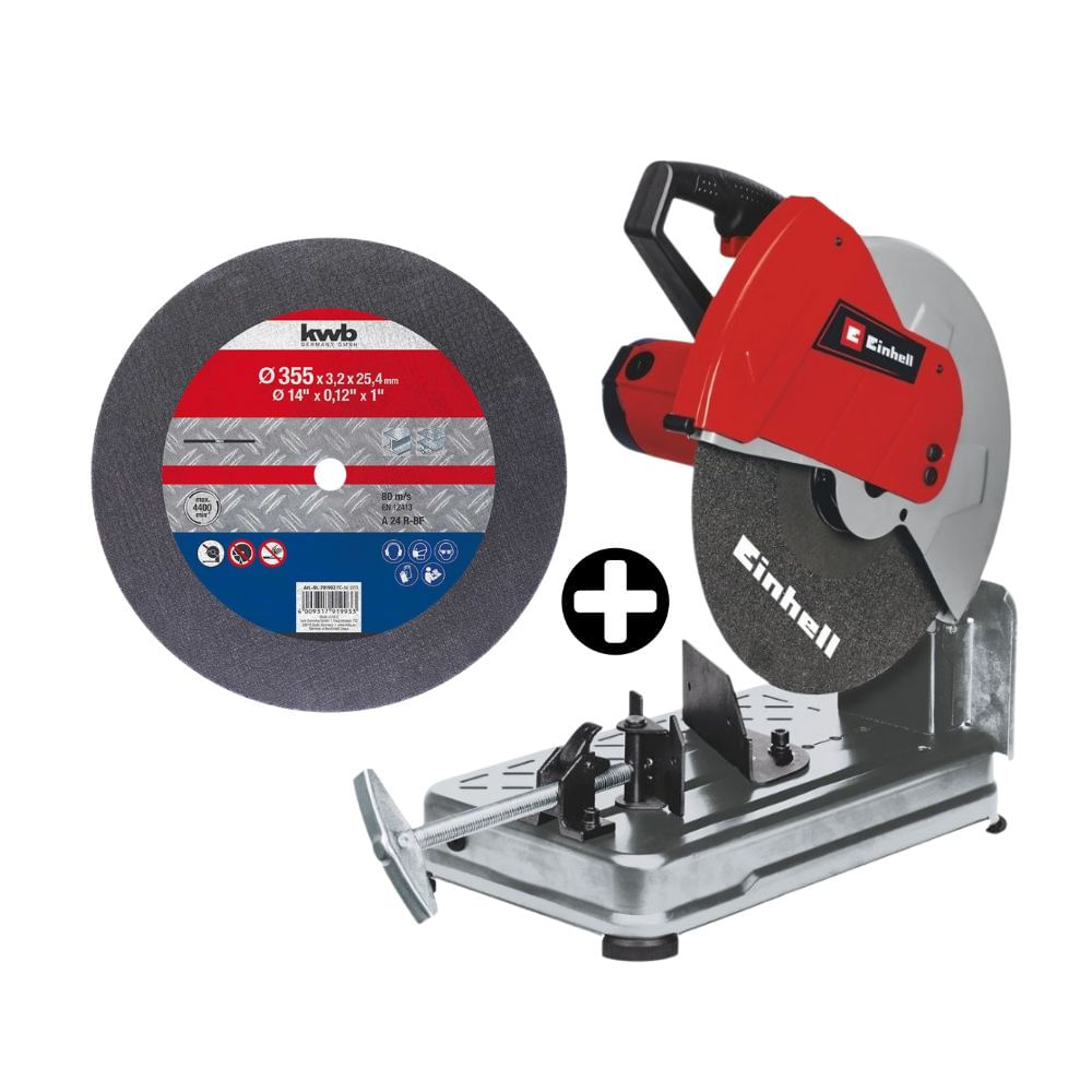 COMBO Tronzadora Einhell TC-MC 355 2300W 3.2mm + Disco de Corte Metal 355x3.2x25.4mm KWB