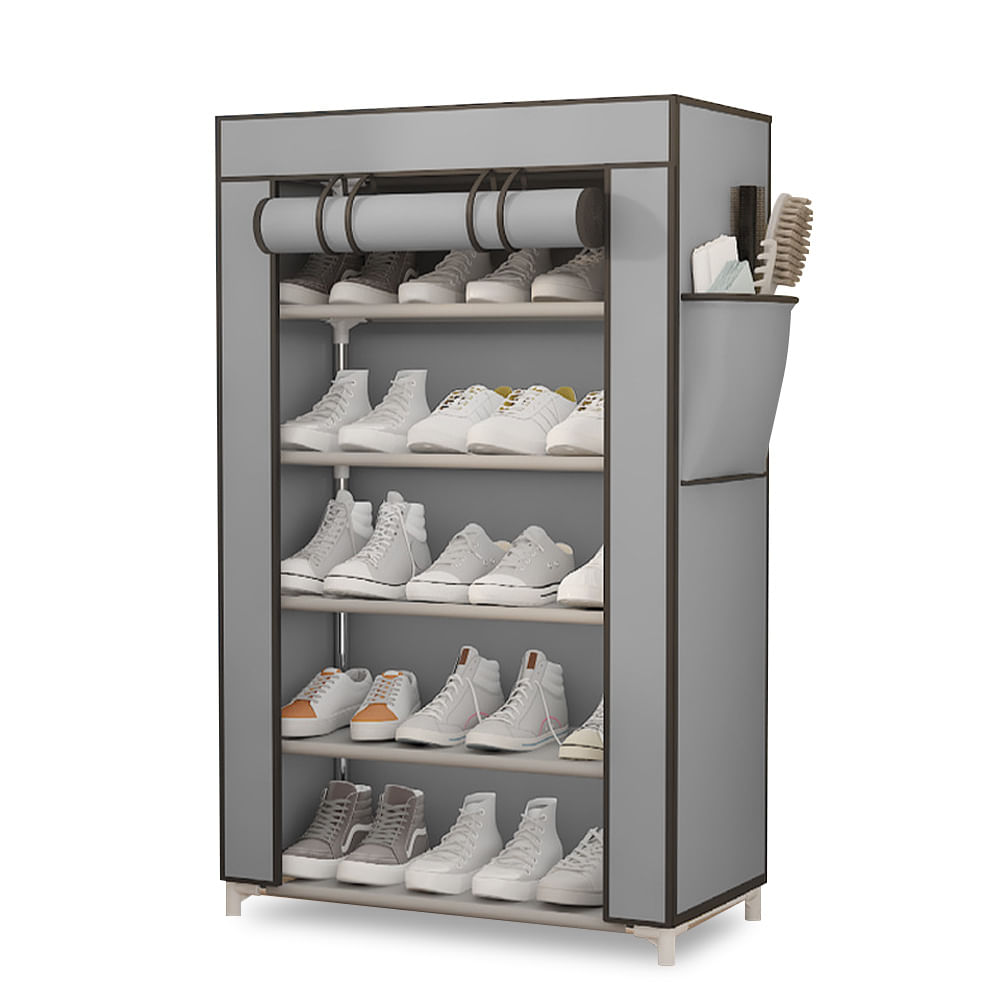 Zapatero Organizador 5 Niveles Desmontable de Tela Plomo QQ3