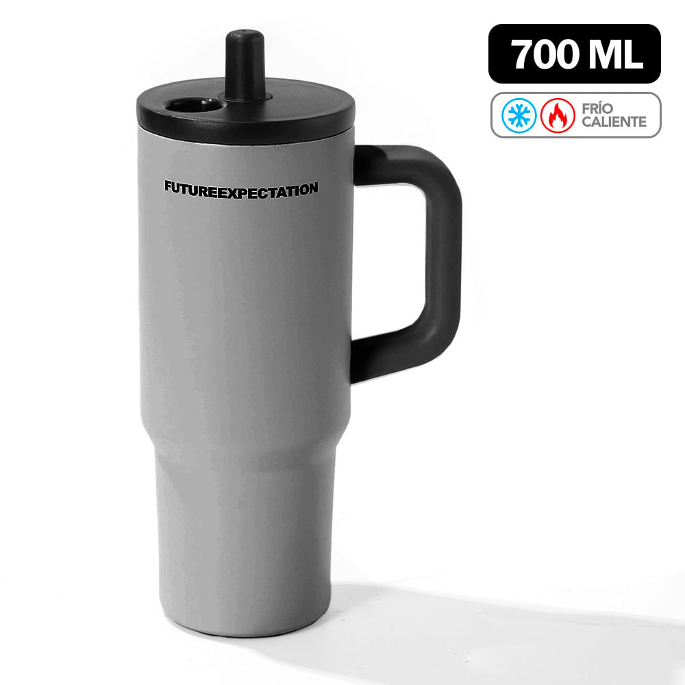 Vaso Térmico de Acero Inoxidable con Sorbete 700 ML Plomo Y84