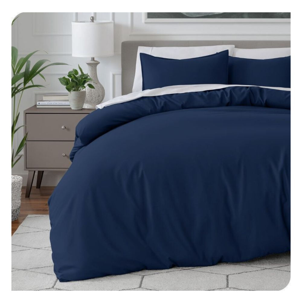 Funda plumón 100 % algodón bramante king azul marino 200 hilos Lima Tienda