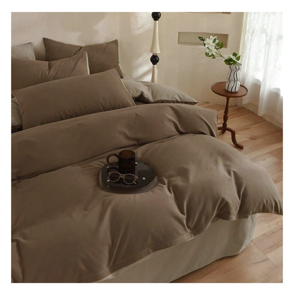 Funda plumón 100 % algodón bramante 1 plaza avellana 200 hilos Lima Tienda