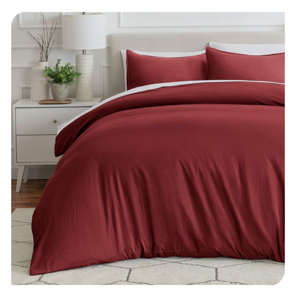 Funda plumón 100 % algodón bramante king guinda 200 hilos Lima Tienda