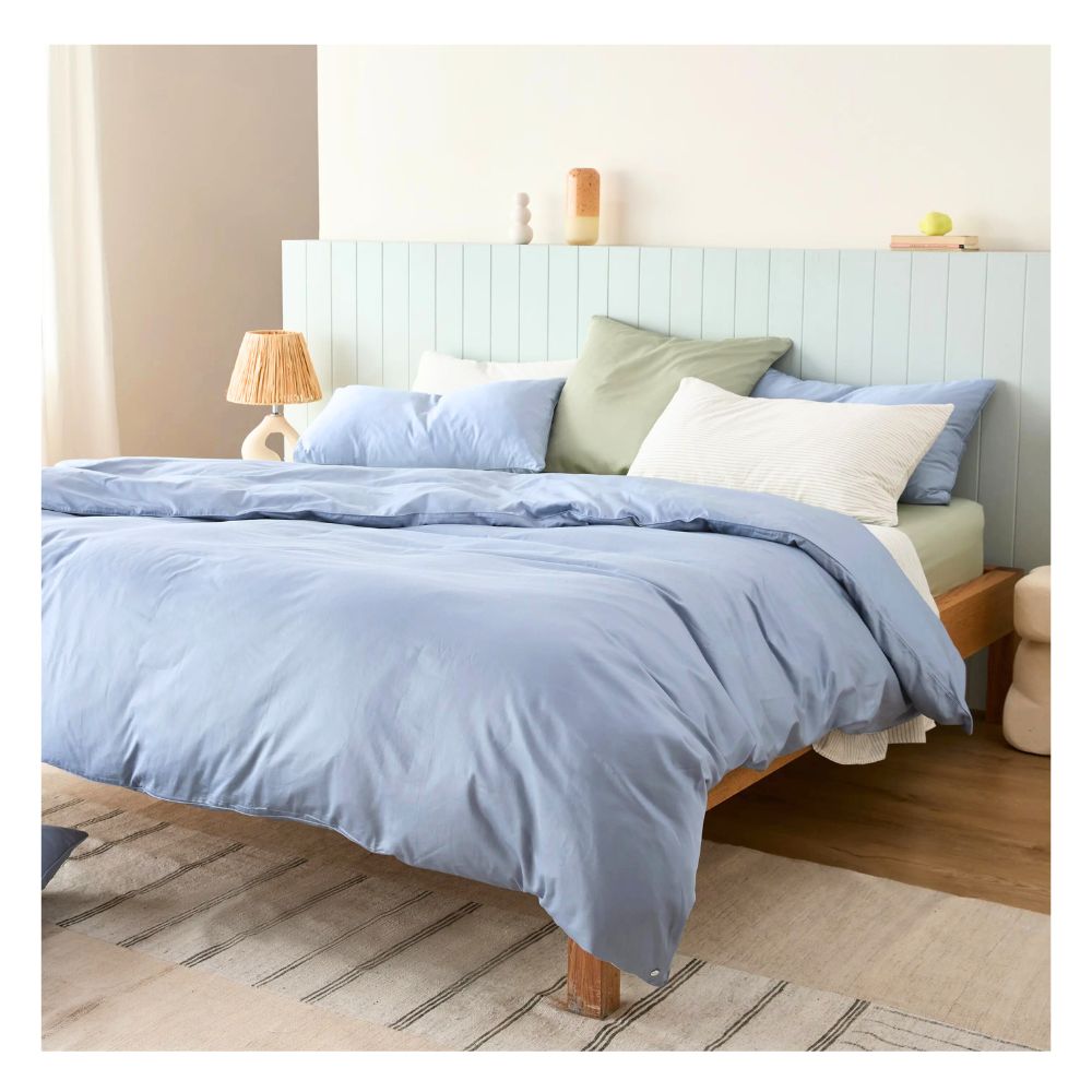 Funda plumón 100 % algodón bramante queen celeste 200 hilos Lima Tienda