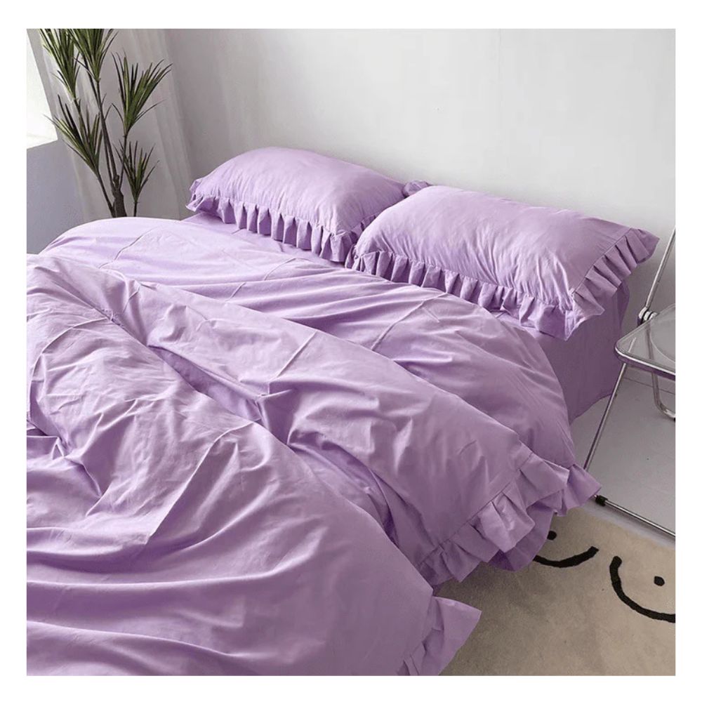 Funda plumón booms 100 % algodón bramante queen lila 200 hilos Lima Tienda