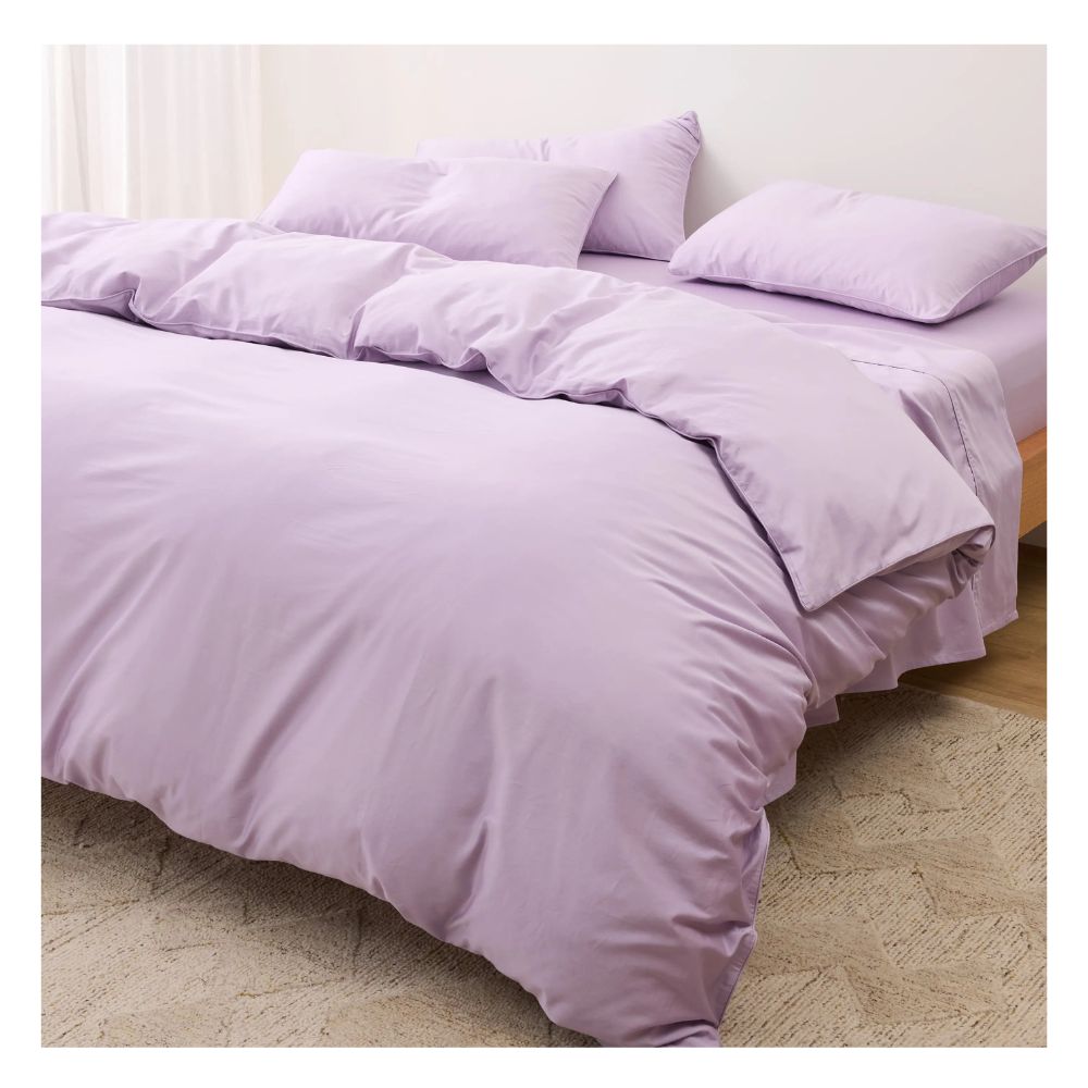 Funda plumón 100 % algodón bramante 1.5 plazas lila 200 hilos Lima Tienda