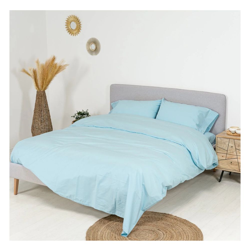 Funda plumón 100 % algodón bramante 2 plazas agua marina 200 hilos Lima Tienda