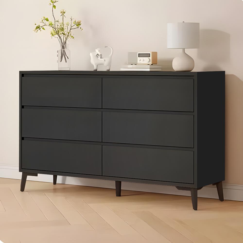 Cómoda Aube 6 Cajones Negro 140 cm Huk