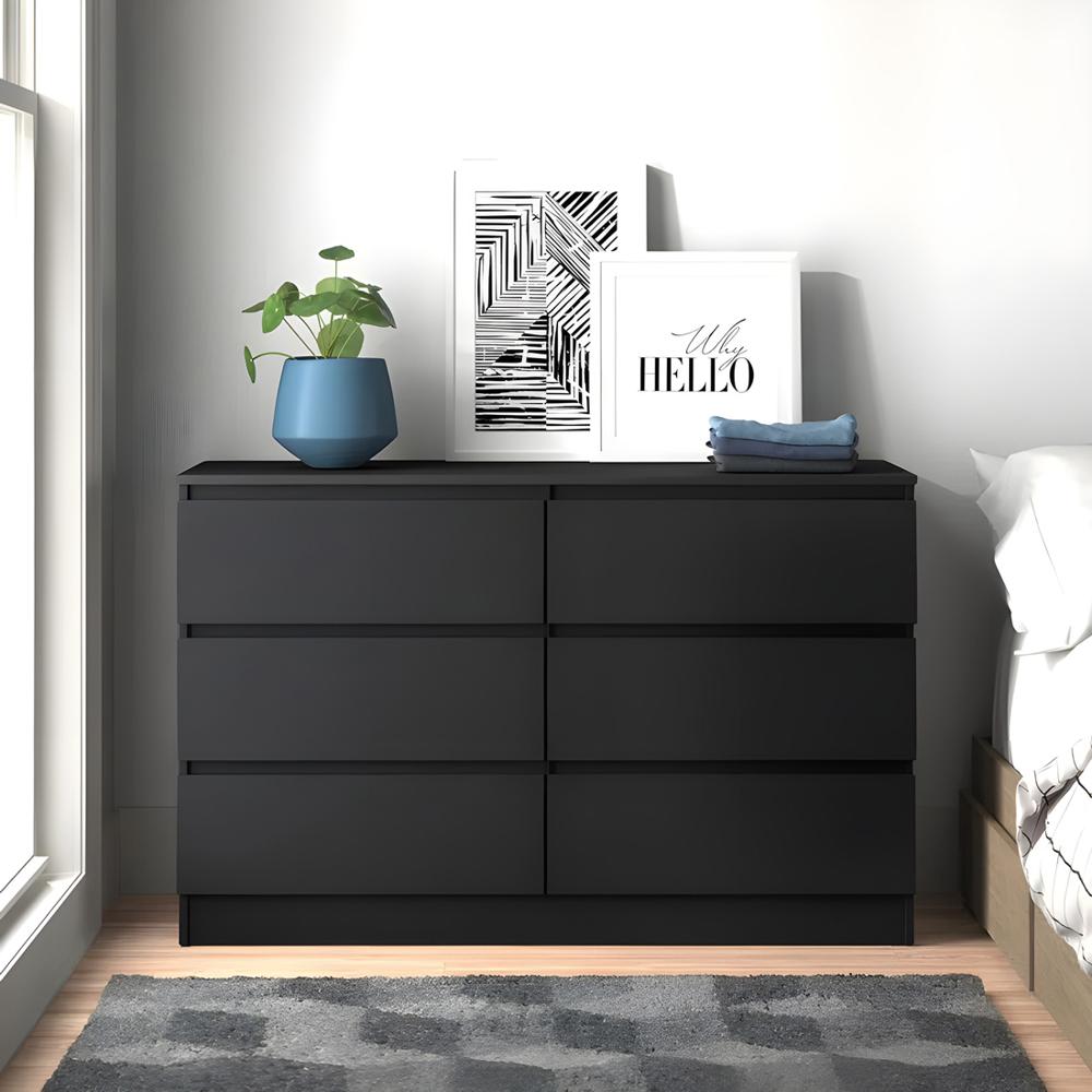 Cómoda Francine 6 Cajones Negro 120 cm Huk