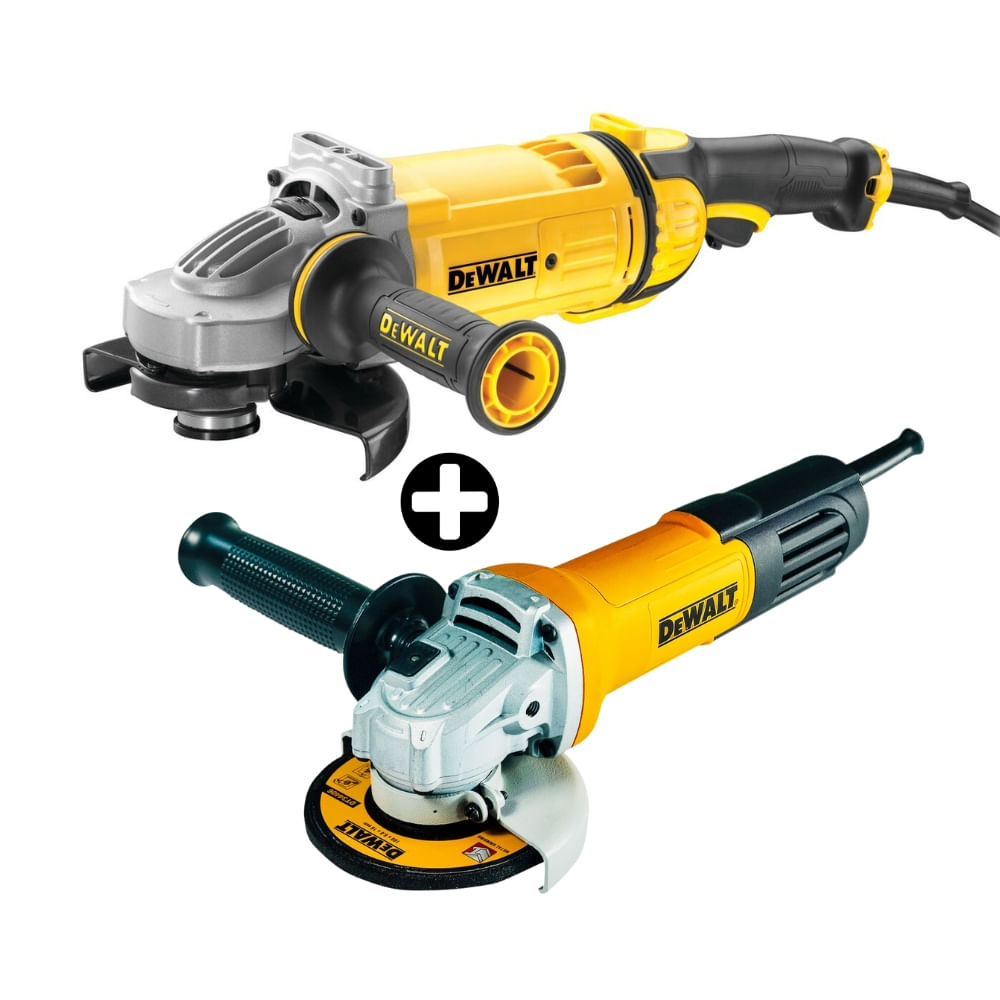 COMBO Dewalt: Esmeril angular 7" 2400W DWE4557 + Esmeril angular 4 1/2" 750W DWE750