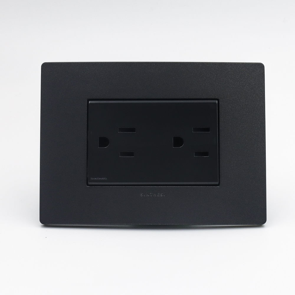 TOMACORRIENTE DUPLEX AMERICANO CON TIERRA SINTHESI S33 PLACA CARBON Y DADO NOIR