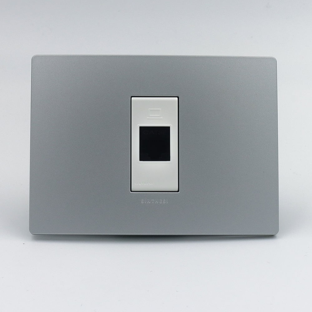 TOMA DATOS RJ45 CAT 6 SINTHESI S33 PLACA PLATA Y DADO BLANCO