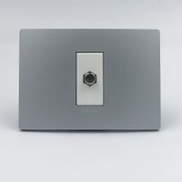 TOMA COAXIAL TV SAT SINTHESI S33 PLACA PLATA Y DADO BLANCO