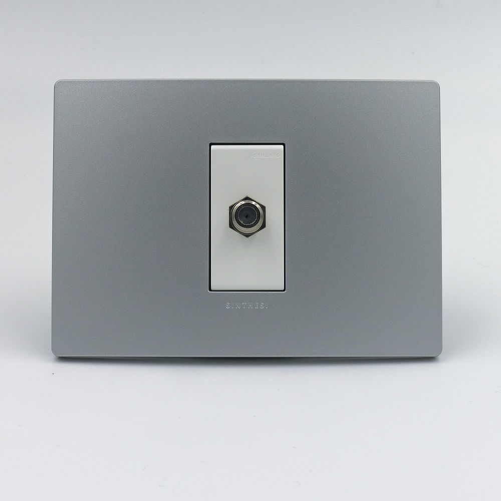 TOMA COAXIAL TV SAT SINTHESI S33 PLACA PLATA Y DADO BLANCO