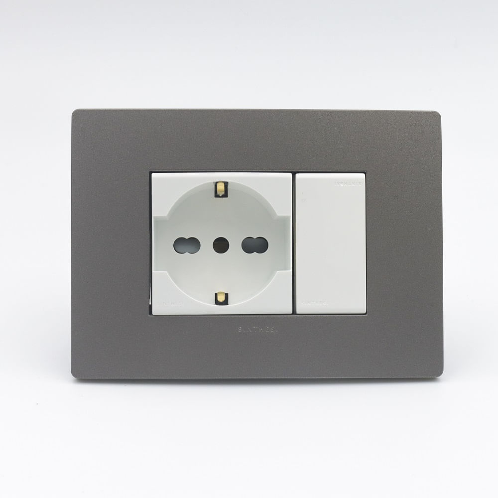TOMACORRIENTE SCHUKO SIMPLE SINTHESI S33 PLACA PIEDRA Y DADO BLANCO