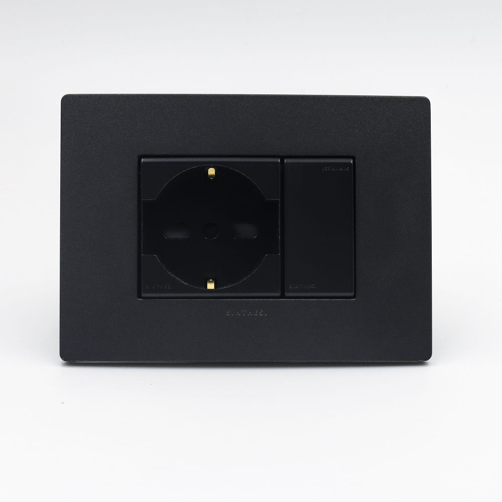 TOMACORRIENTE SCHUKO SIMPLE SINTHESI S33 PLACA CARBON Y DADO NOIR