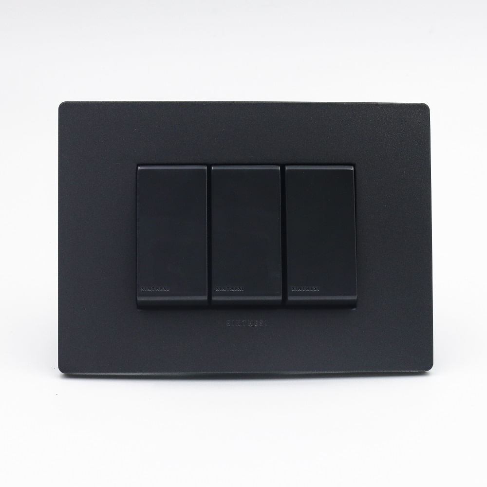 INTERRUPTOR TRIPLE SINTHESI S33 PLACA CARBON Y DADOS NOIR