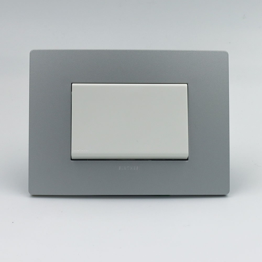 CONMUTADOR DE 4 VIAS TECLON SINTHESI S33 PLACA PLATA Y DADO BLANCO