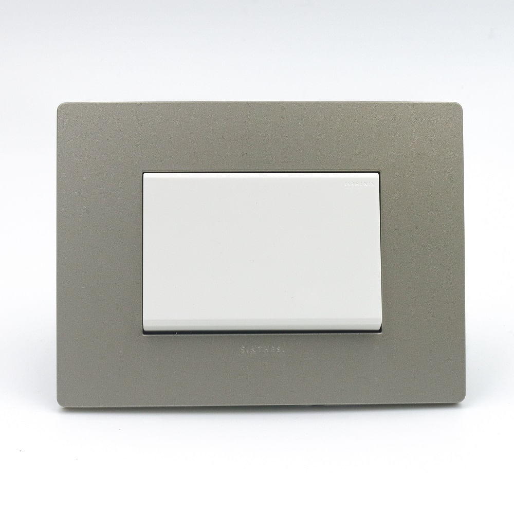 CONMUTADOR DE 3 VIAS SIMPLE TECLON SINTHESI S33 PLACA ARENA Y DADO BLANCO