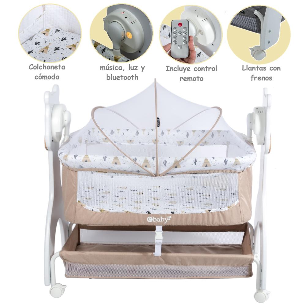 Cuna Mecedora Aura con Control Remoto Gris