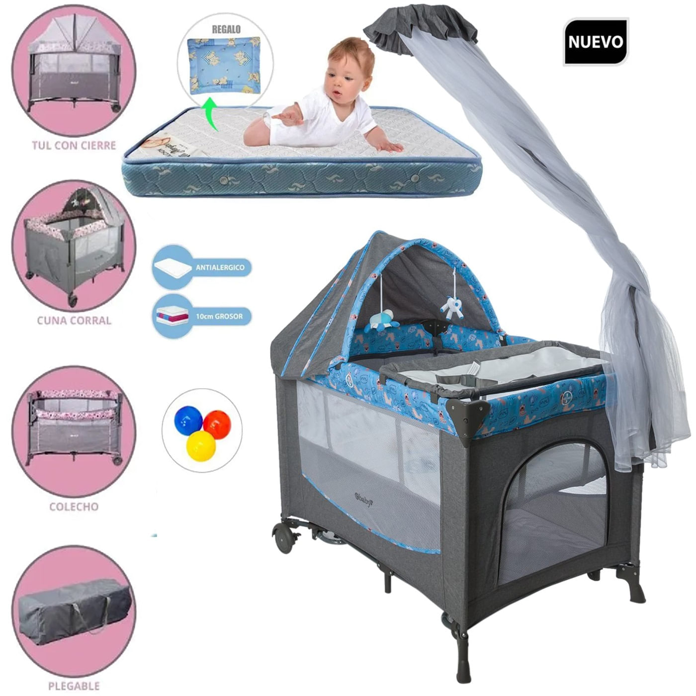 Cuna Corral Mecedora Dacora Ebaby 750-1 AZ