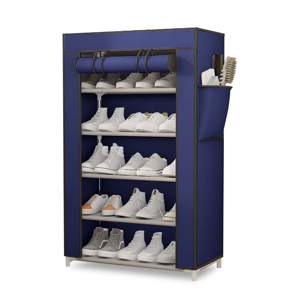 Zapatero Organizador 5 Niveles Desmontable de Tela Azul QQ3