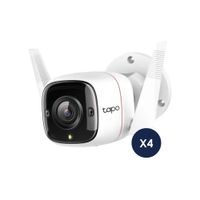 Kit de 4 Cámaras de seguridad Wifi Tapo C320WS 2K QHD exterior IP66 conexión Cable/Inalámbrica