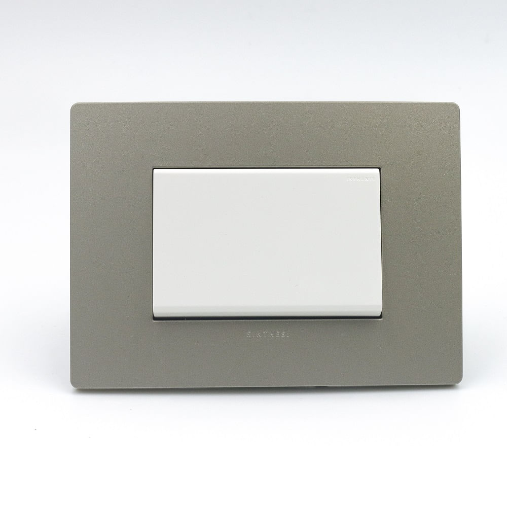 INTERRUPTOR SIMPLE TECLON DE 3 MODULOS SINTHESI S33 PLACA ARENA Y DADO BLANCO