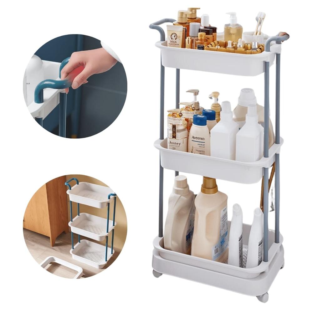 Carrito Organizador Multiuso de Tres Niveles Hana Gris  553GR03