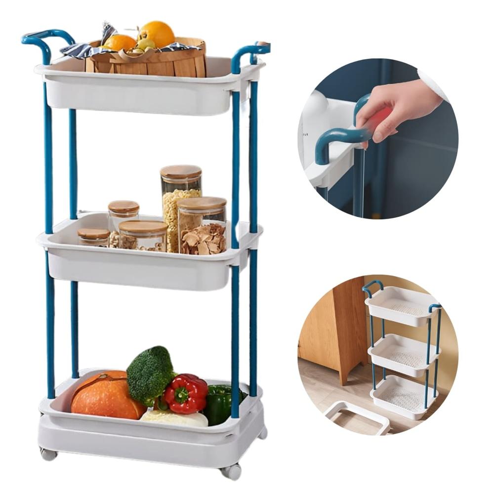 Carrito Organizador Multiuso de Tres Niveles Hana Azul  552AZ03