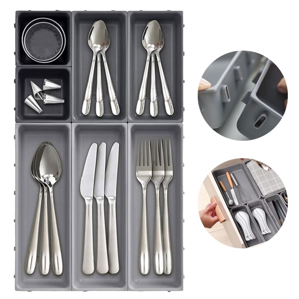 Organizador De Cajones Armable De 7 Piezas Modelo Varela Gris 4900001